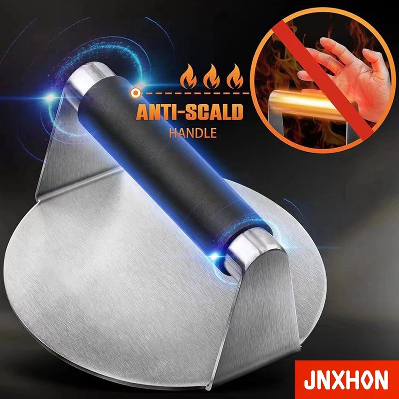 JNXHON 5.5inches 304Stainless Steel Burger Press, Round Smasher Black gallery