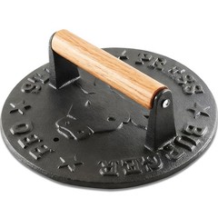 Cast Iron Burger Press 4.1lb Heavy Duty Grill Weight Bacon Press Wood Handle