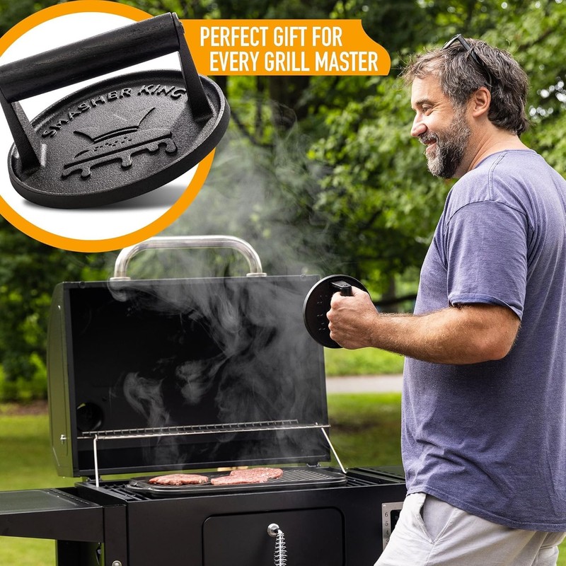 SMASHER KING™ - Premium Cast Iron Smash Burger Press incl. 25 pcs of Patty... gallery