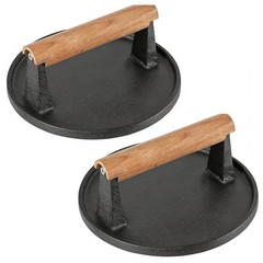 2 PCS 7 Inch Round Heavy Duty Cast Iron Grill Press, Steak Weight Bacon Barbe…