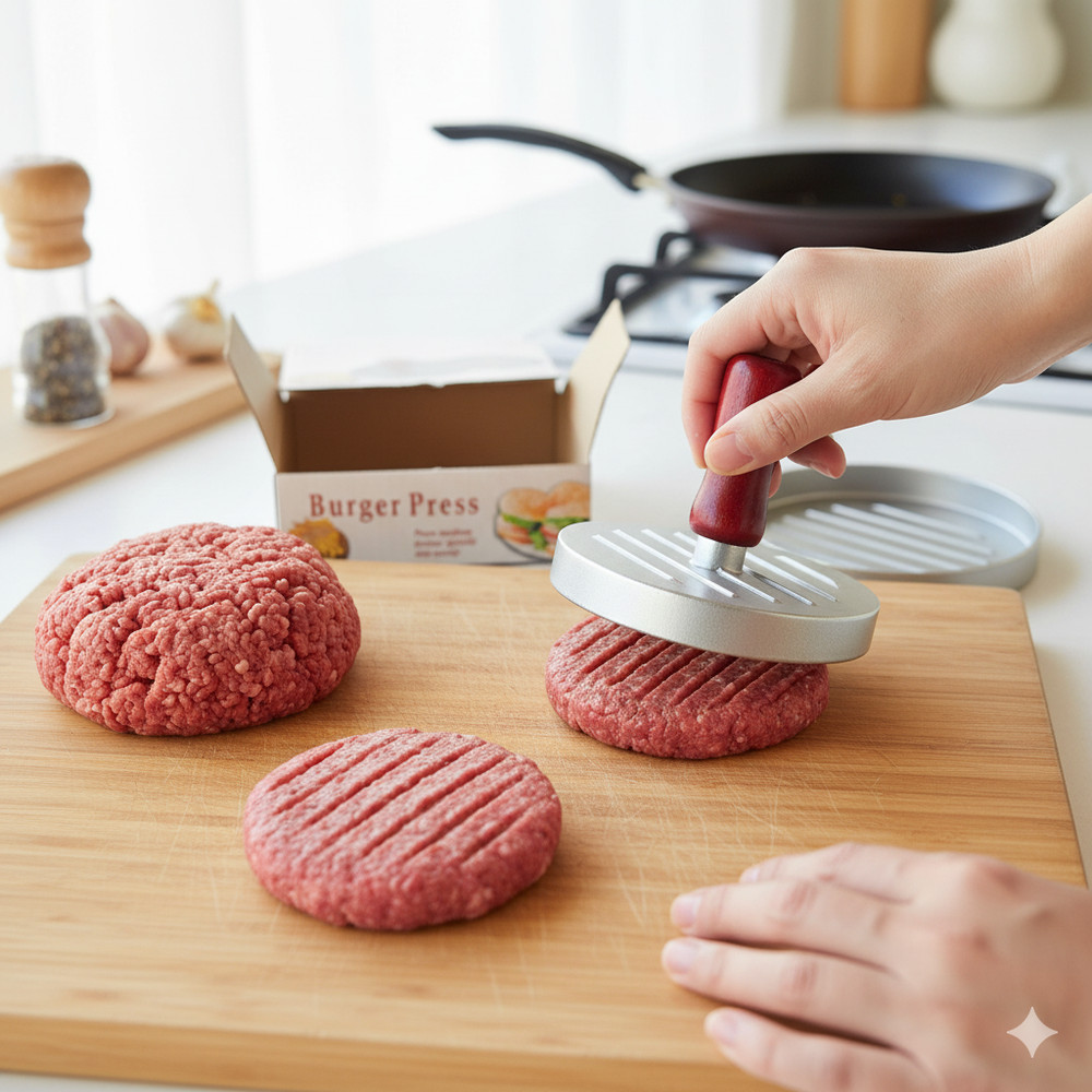 Burger Press Non-Stick Burger Patty Maker Aluminum Hamburger Press Mold Homemade