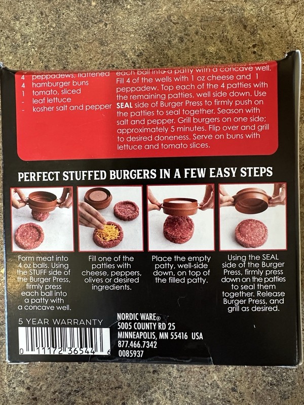 Nordic Ware 3-in-1 Stuffed Burger Press Dishwasher Safe Plastic Brown 5.3" gallery