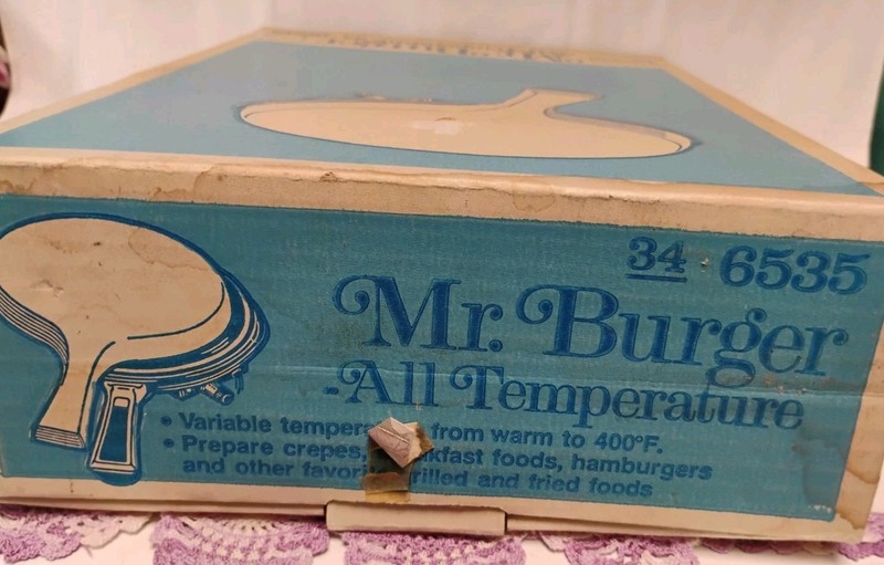 NIB Mr Burger All Temperature Model 34-6535 Griddle Knife Manual Box Lid Tested gallery