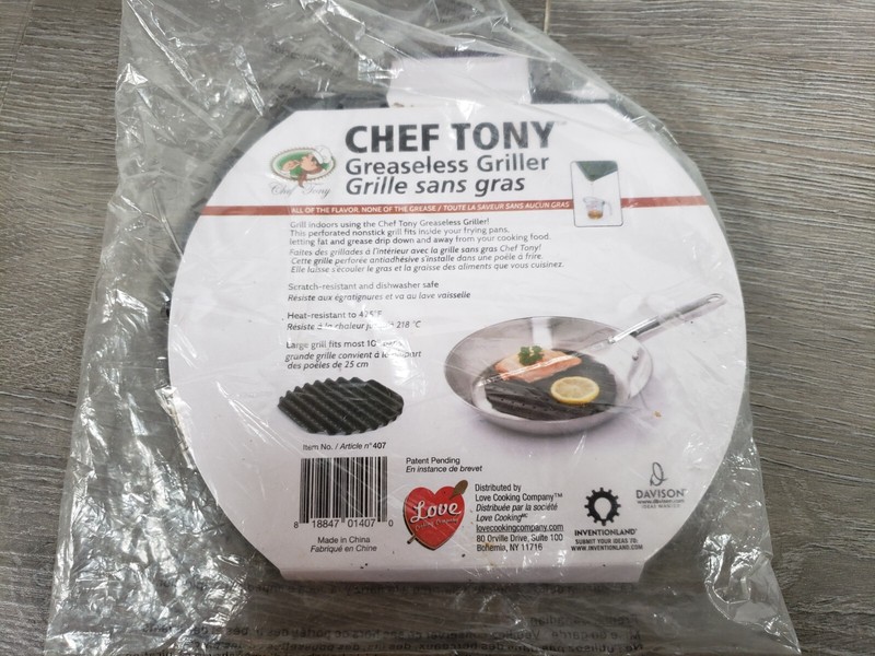 NEW Chef Tony Greaseless Griller MEDIUM FITS MOST 10 INCH PANS gallery