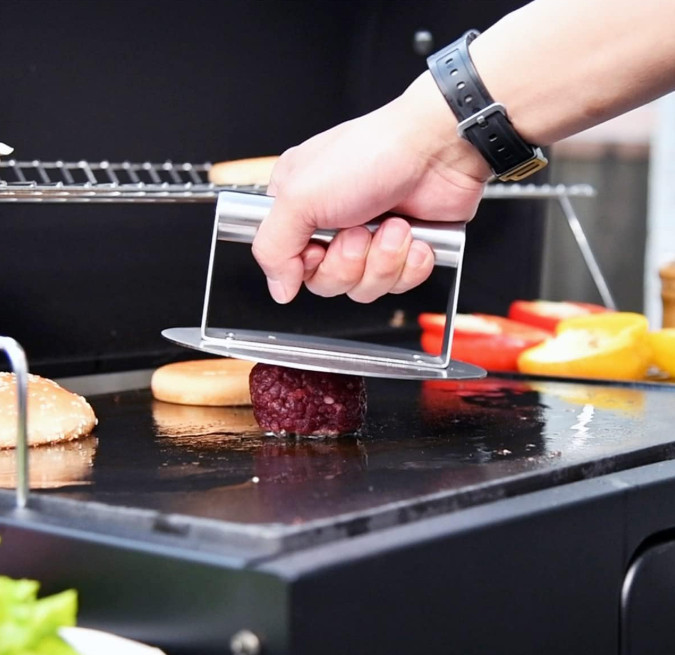 6.2"Stainless Steel Burger Press Smasher Grill Griddle BBQ Flat Top Cooking Tool gallery