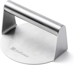 Husfunov Stainless Steel Burger Press, 5.5 Inch Round Smasher,Non-Stick Smooth H