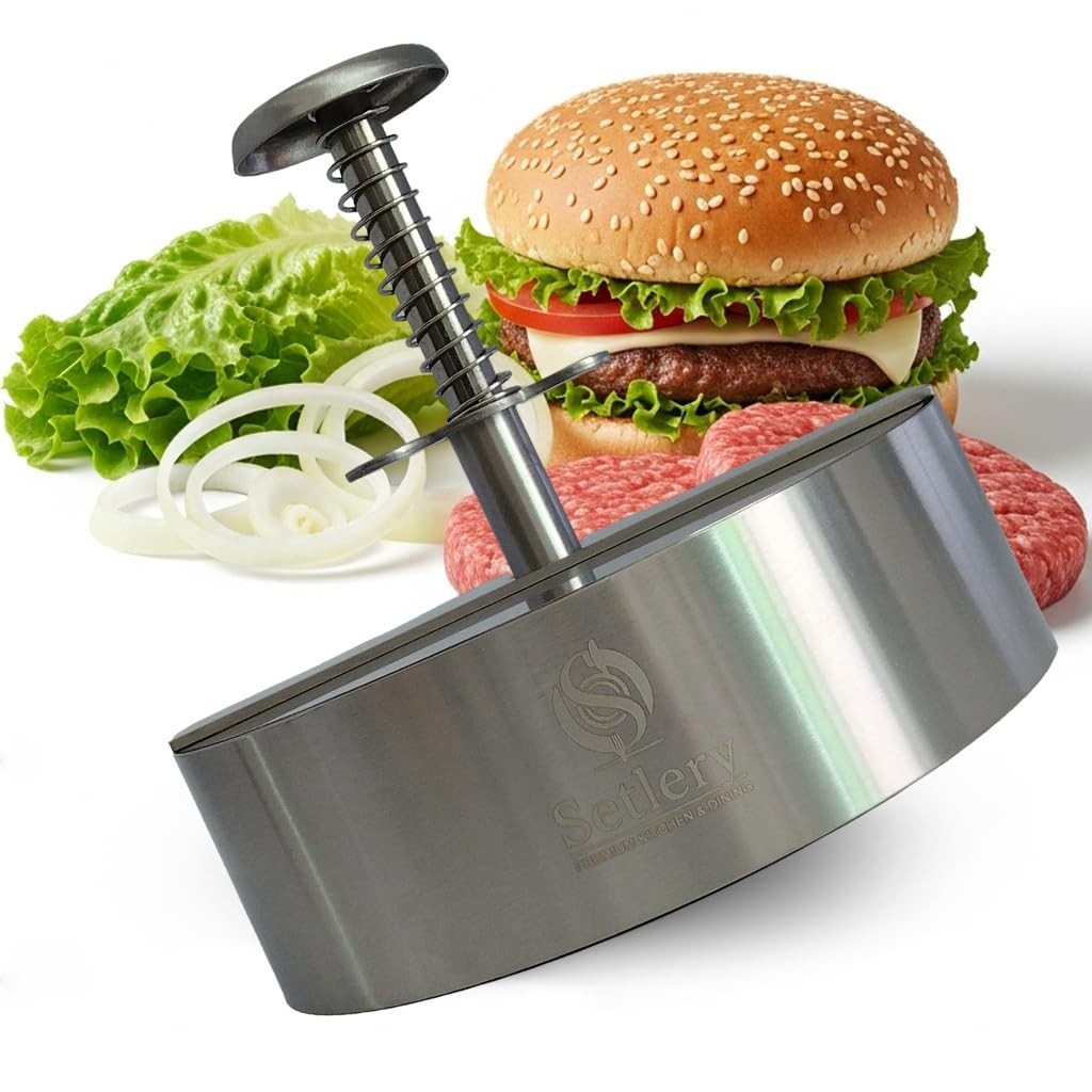304 Stainless Steel Burger Press Patty Maker 5.5 Inch Heavy Duty NonStick gallery