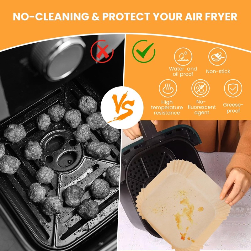 Air Fryer Paper Liners: 100 Pcs Disposable 7.9 inch, wood pulp gallery