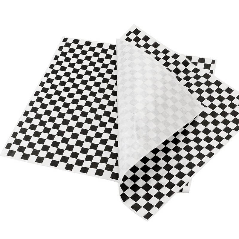 Hslife 100 Sheets Checkered Dry Waxed Deli Paper Sheets, Large, Black gallery