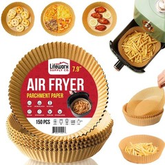 Air Fryer Disposable Paper Liners, 150 Pcs All-Natural, 7.9″ Round, Brown