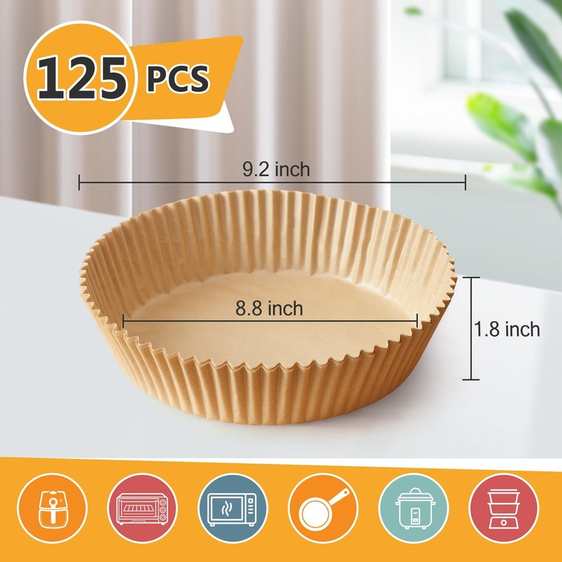 GSSKIME Air Fryer Paper Liners,125Pcs 9.4 x x 2.9 inches, Yellow gallery