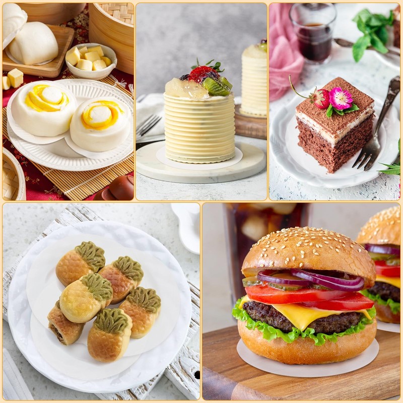 GWHOLE 500pcs Wax Paper Non-Stick Hamburger Patty Food Round, 4.3 inch gallery