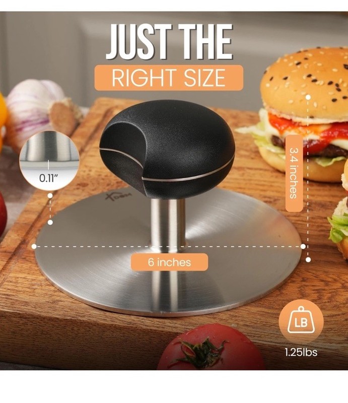 Duty Smash Burger Press Burger Smasher Hamburger Press Bacon Press 6" Heavy gallery