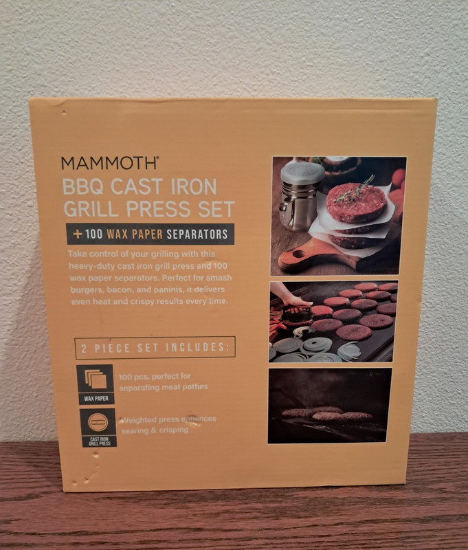 Mammoth BBQ Cast Iron Grill Burger Press Set gallery