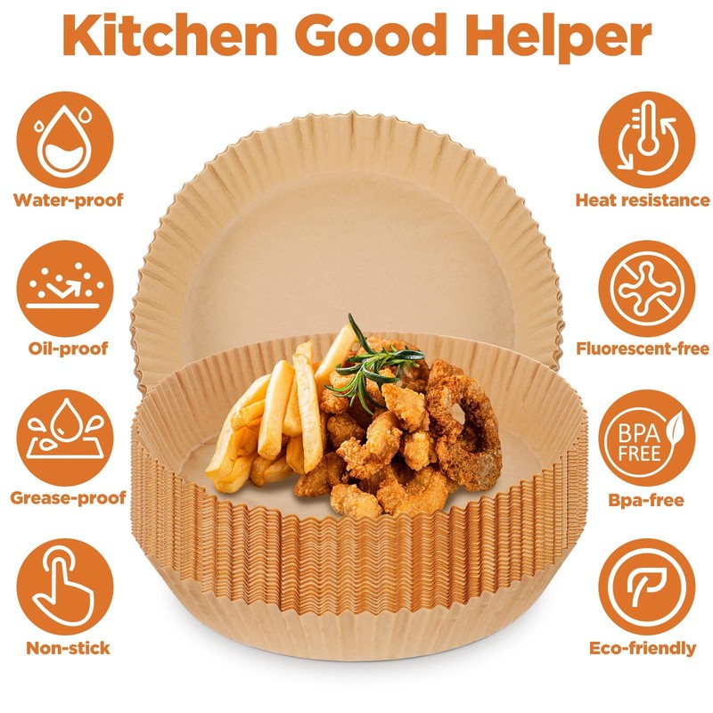 400 Pcs 9 Inch Air Fryer Liners, Round Disposable 9 inch, Nature Brown gallery