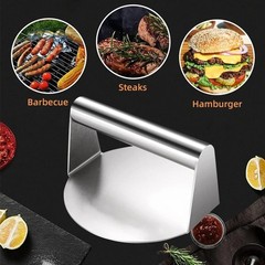 Smash Burger Press Pack of 1–Round and Square Meat Masher with Silicone Handles