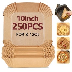 EKACO 10 Inch Air Fryer Liners Disposable-250PCS Square 10 Inch, Copper