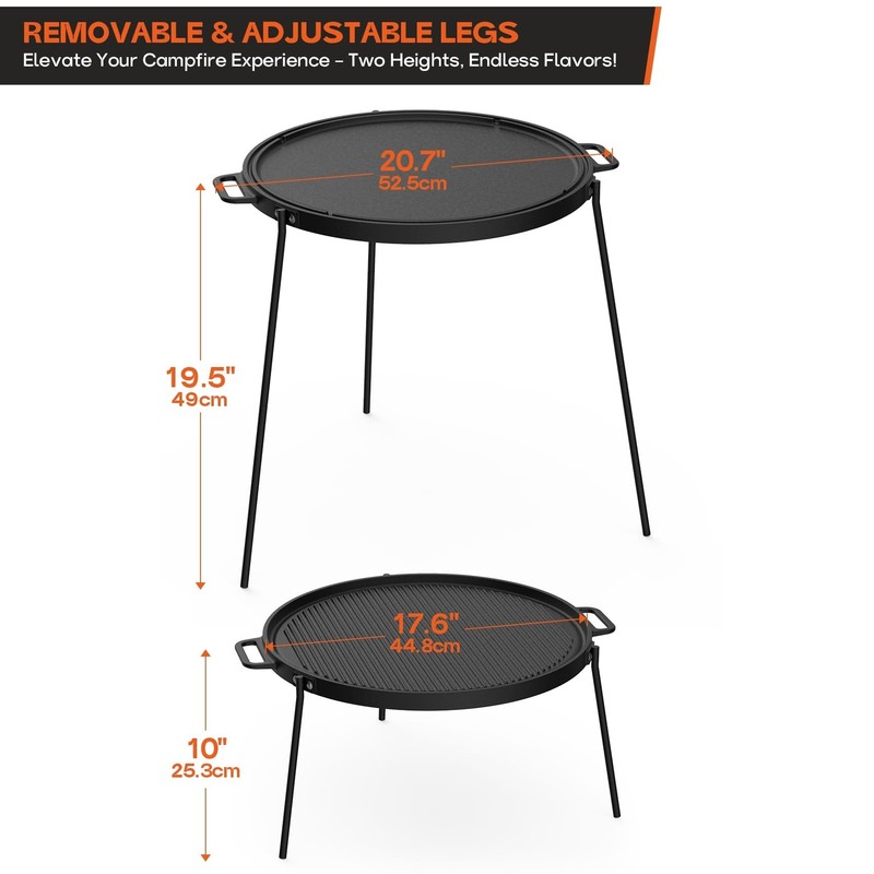 Onlyfire 18" Campfire Grill Griddle, Double Sided Reversible Portab... Fast Ship gallery
