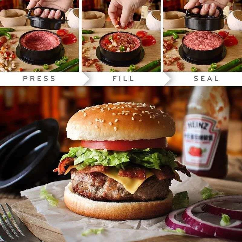 Non Stick Stuffed Burger Press 3 IN 1 Hamburger Patty Molds Maker BBQ Kitchen gallery