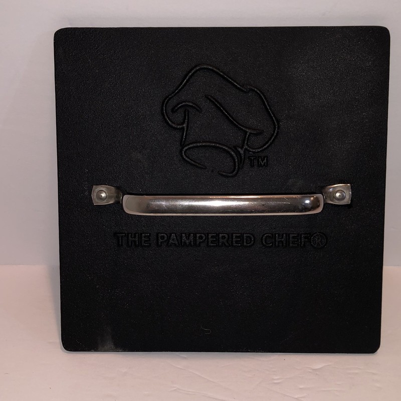 Pampered Chef Cast Iron Grill Press #2875 8.5” Burger Sandwich Panini Bacon gallery