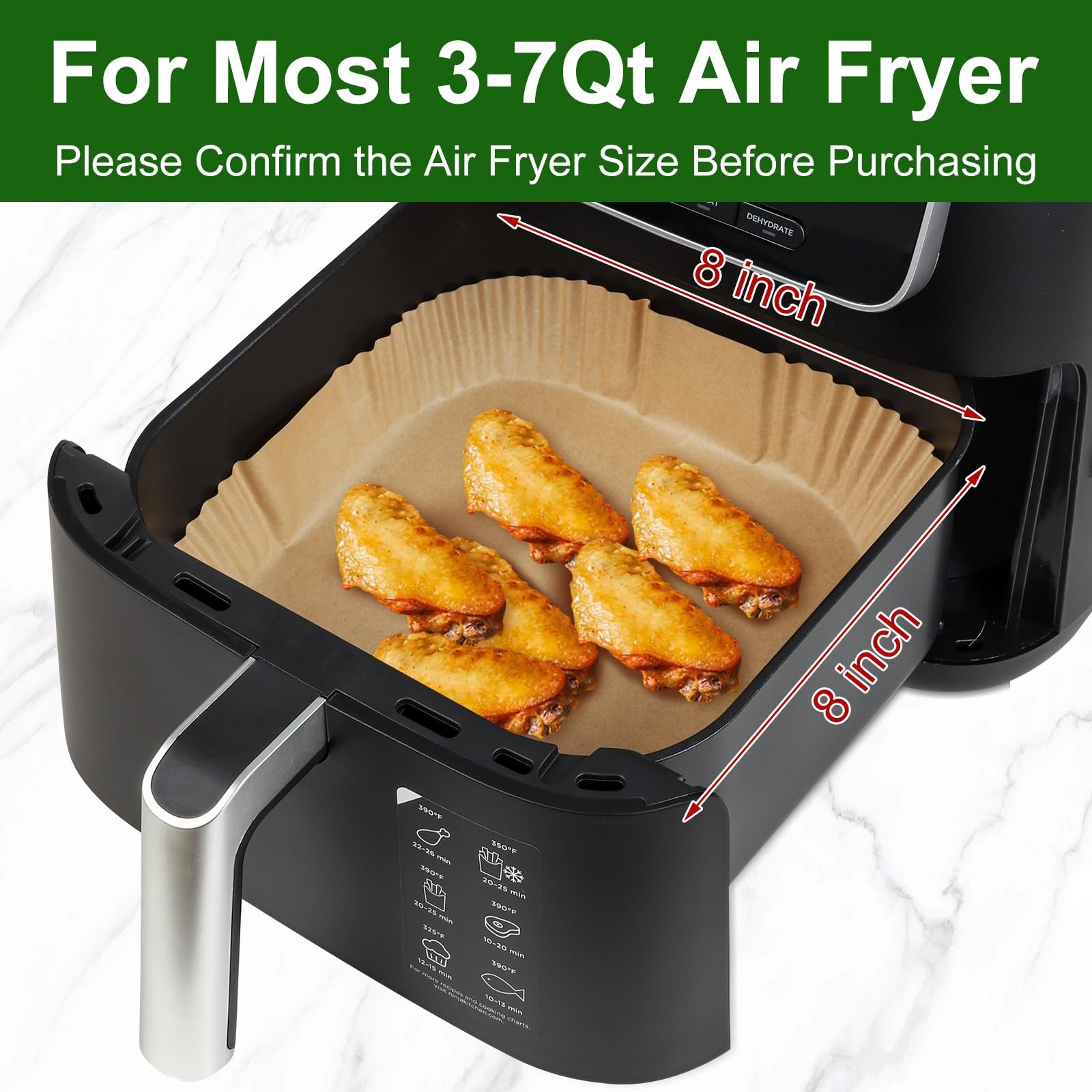 SIUDANGKA Air Fryer Disposable Paper Liner, 125pcs, 125pcs 7.9'' Square gallery