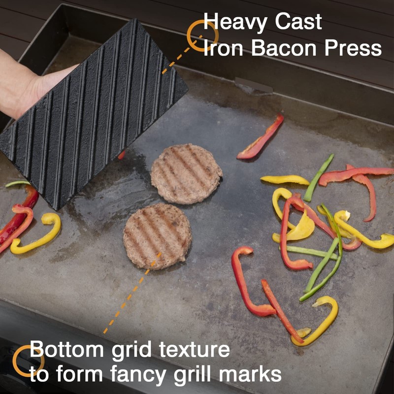 Cast Iron Griddle Press With 12inch Melting Dome For Blackstone For Smash Burger gallery