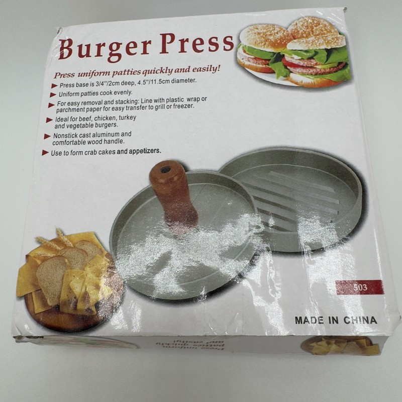 Burger Press Patty Maker with Wooden Handle – Nonstick Aluminum Mold Kitchen BBQ gallery