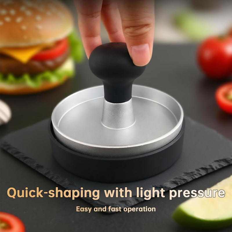 Burger Press Patty Maker Stainless Steel Hamburger Patty Press Mold Wood Handle gallery