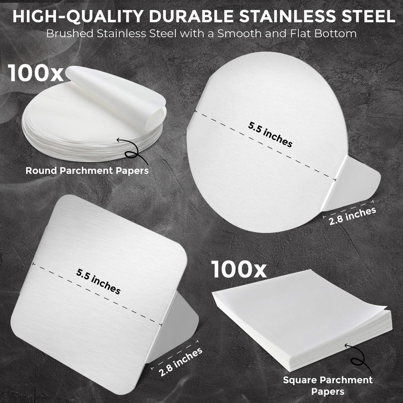Homi styles Stainless Steel Burger Press –5.5 inch Round and Silver Black gallery