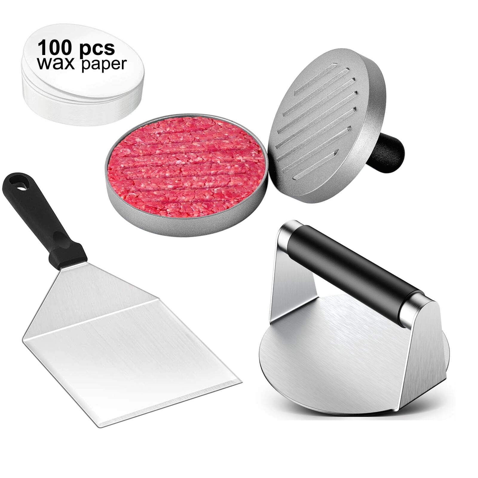 X BOARD Burger Press Hamburger Patty Maker Set of 3, 4.75" Round Patty Maker gallery