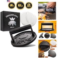 – Cast Iron Smash Burger Press incl. 25 pcs of Patty Paper, Burger Smasher f…