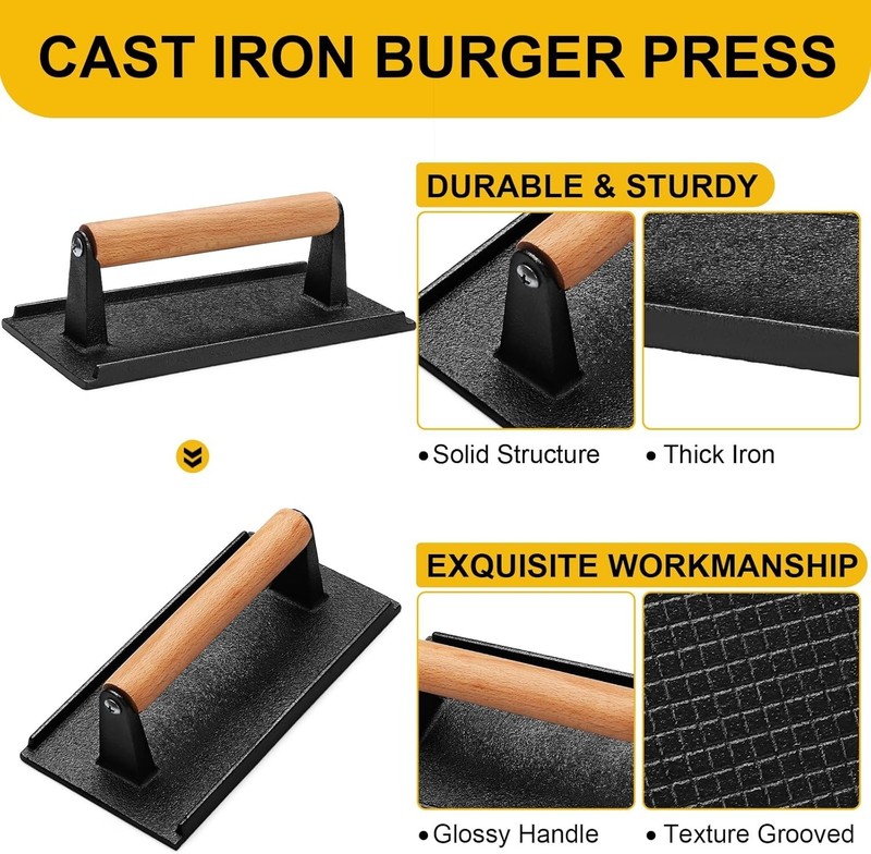 Burger Press Smash Burger Press for Blackstone Griddle Heavy Duty Cast Iron gallery