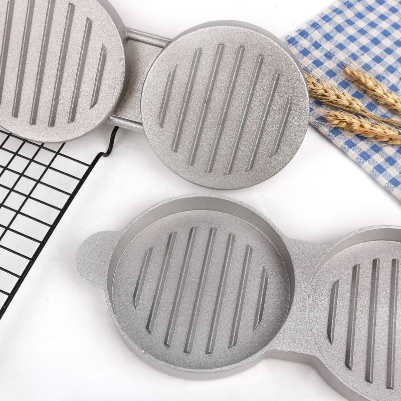 1 Set Of Aluminum Alloy Burger Machine; Round Non-stick Cook Patty Burger Meat B gallery