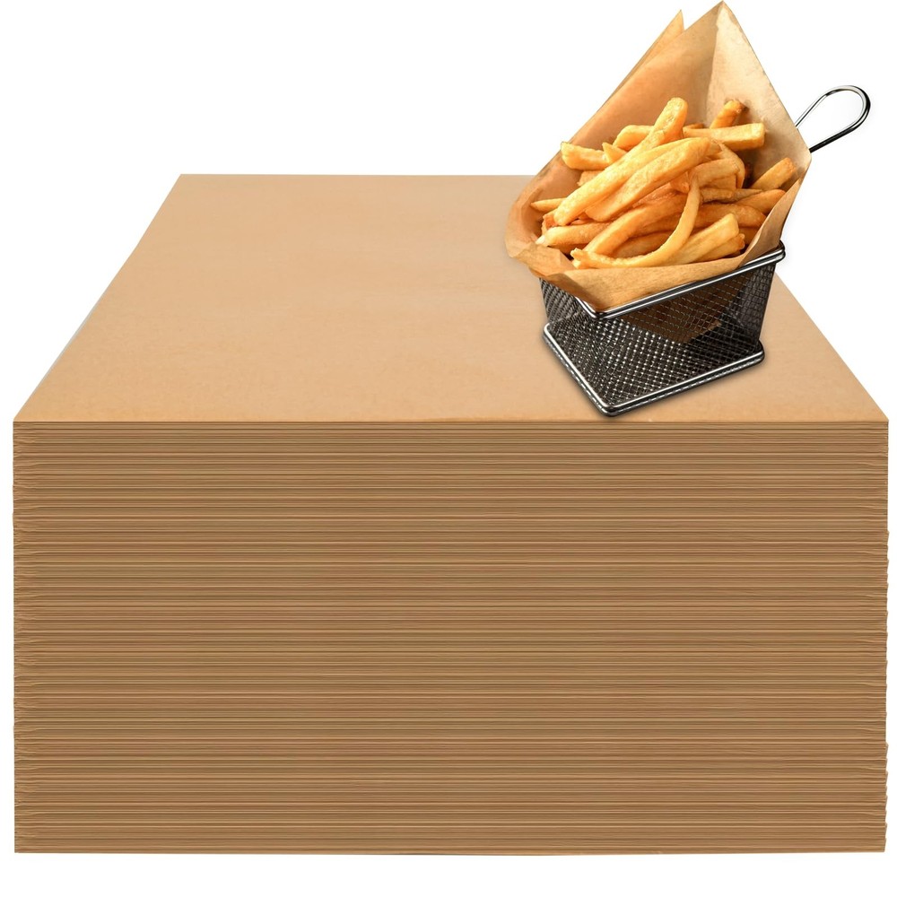 100 Count Pre-Cut Deli Wax Paper Sheets, 12x12" Natural 12 X 12 Inches, Kraft