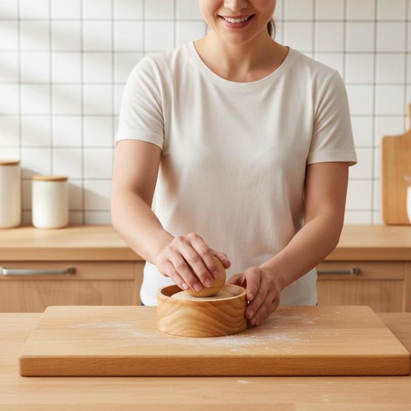 Wooden Dumpling Wrapper Press Quick Shaping Wooden Pastry Presser Polished gallery