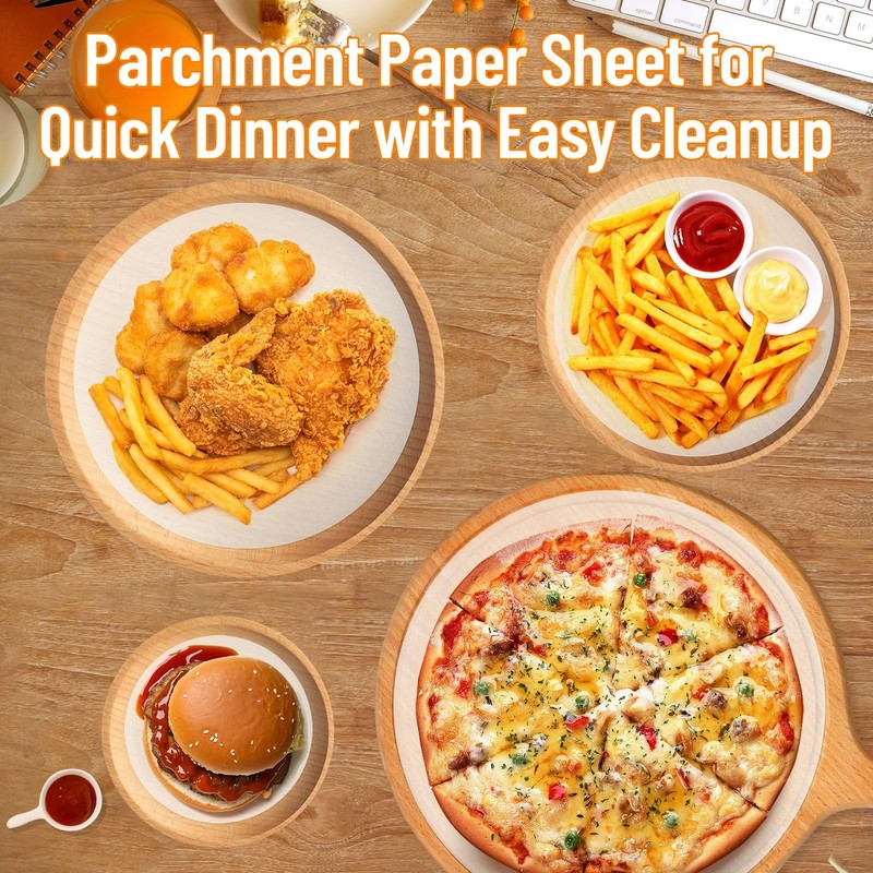 ISKYBOB 200 Sheets Parchment Paper Rounds, 4in 6in 8in 10in Multi, White gallery