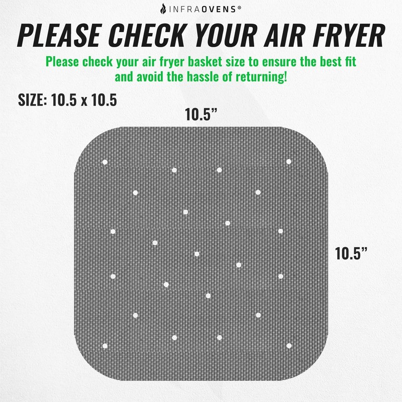 Reusable Mats Air Fryer Liners for Ultrean, 10.5 inches, Black gallery