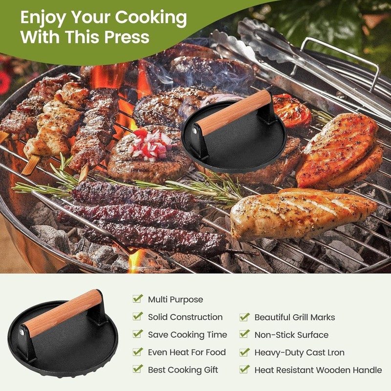 Professional Cast Iron Smash Burger Press - Juicy & Crispy Grilling Essential gallery