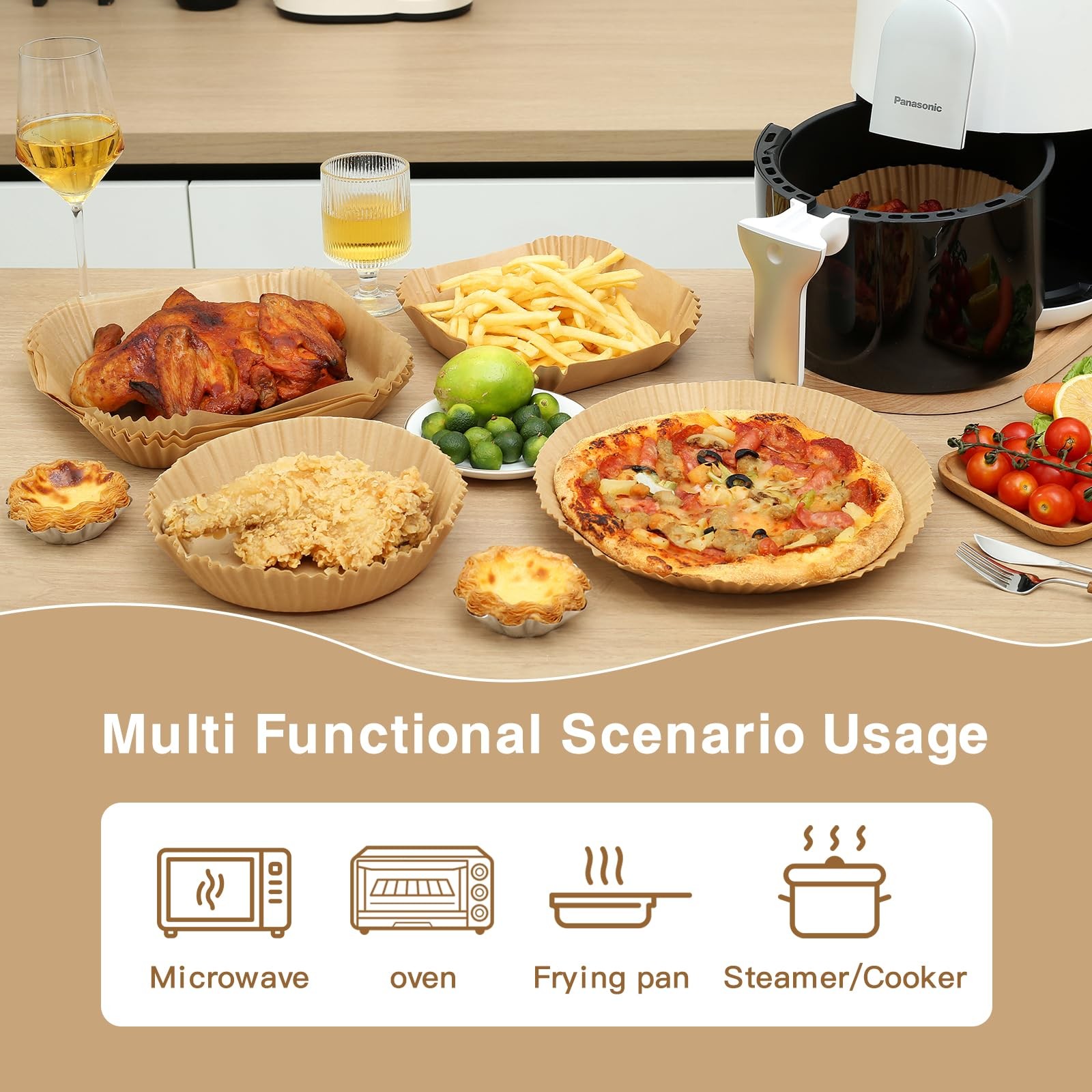 PEETOGER 200PCS Air Fryer Liners Disposable, 6.5inch-200pcs, Paper-Round gallery
