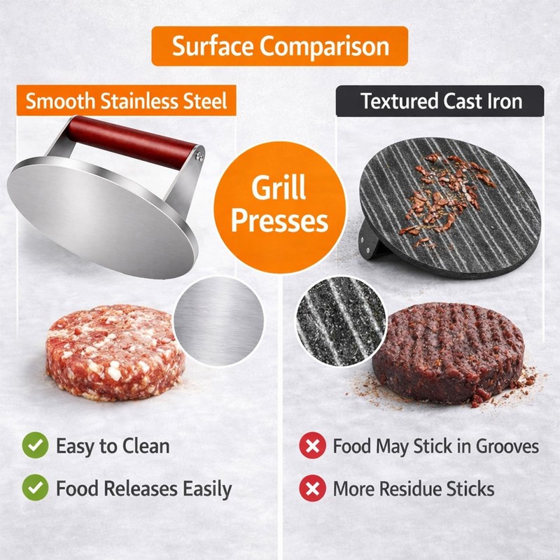 8.5" Extra Large Stainless Steel Burger Press,2.5 Lb Round Metal Burger Smash... gallery
