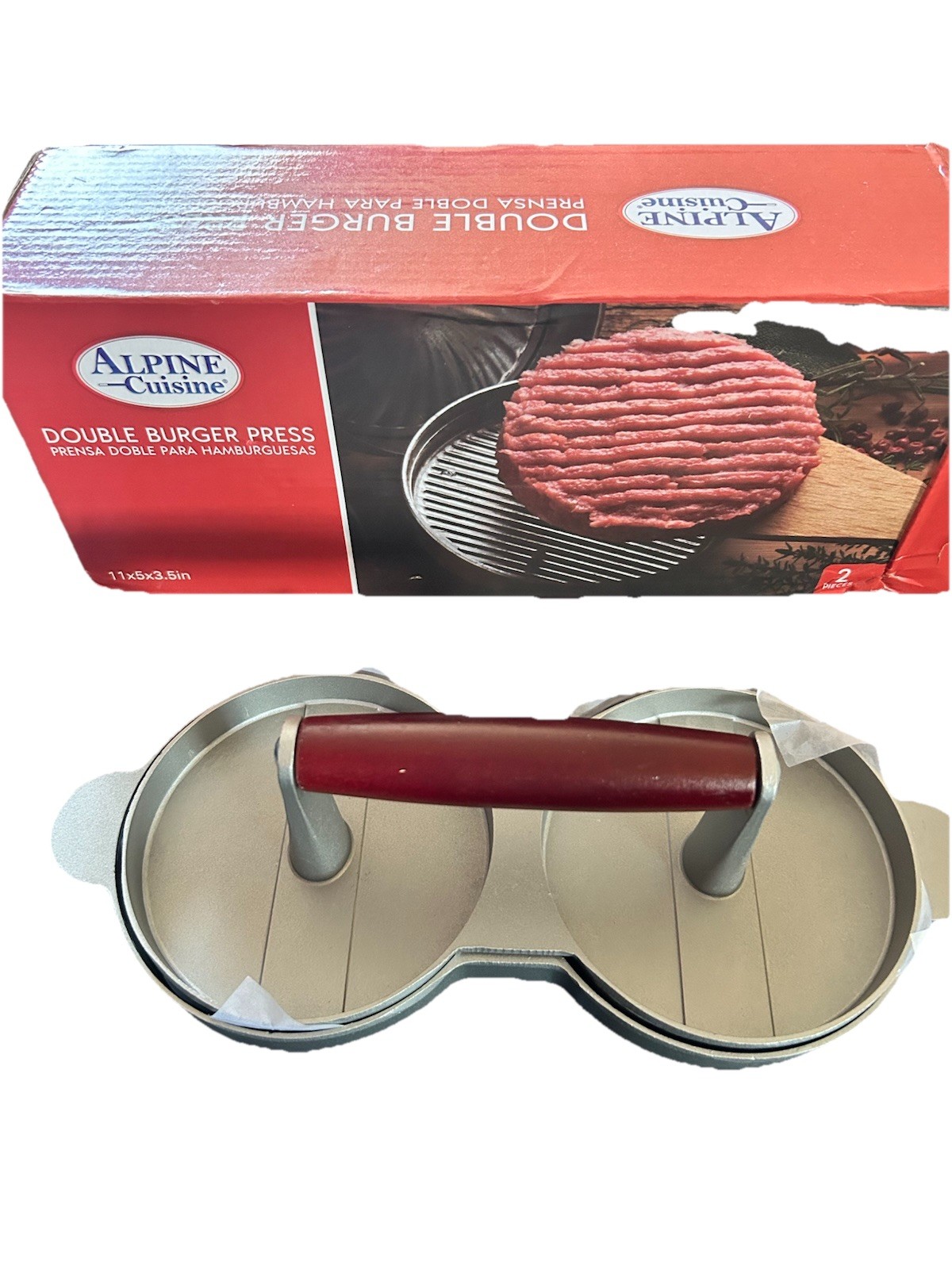 Alpine Cuisine Double Burger Hamburger Press Set NIB 4.5” BBQ Cookout gallery
