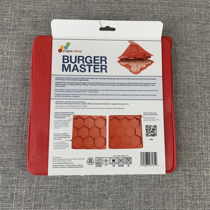 8 IN 1 Shape + Store Burger Master - Burger Press & Freezer Container -Brand New gallery