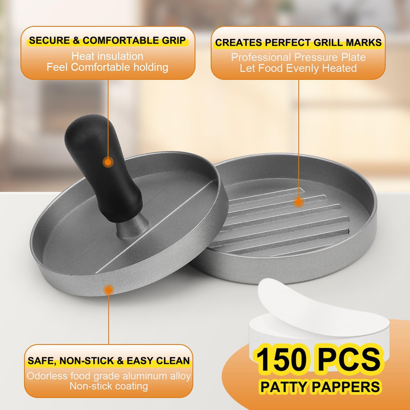 TACGEA Burger Press 150 Patty Papers, Non-Stick Hamburger Patty Maker with Wax P gallery
