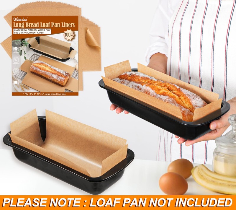Webake Unbleached Parchment Paper Large Loaf Pan Liners for 13x5, Brown 13x5 gallery