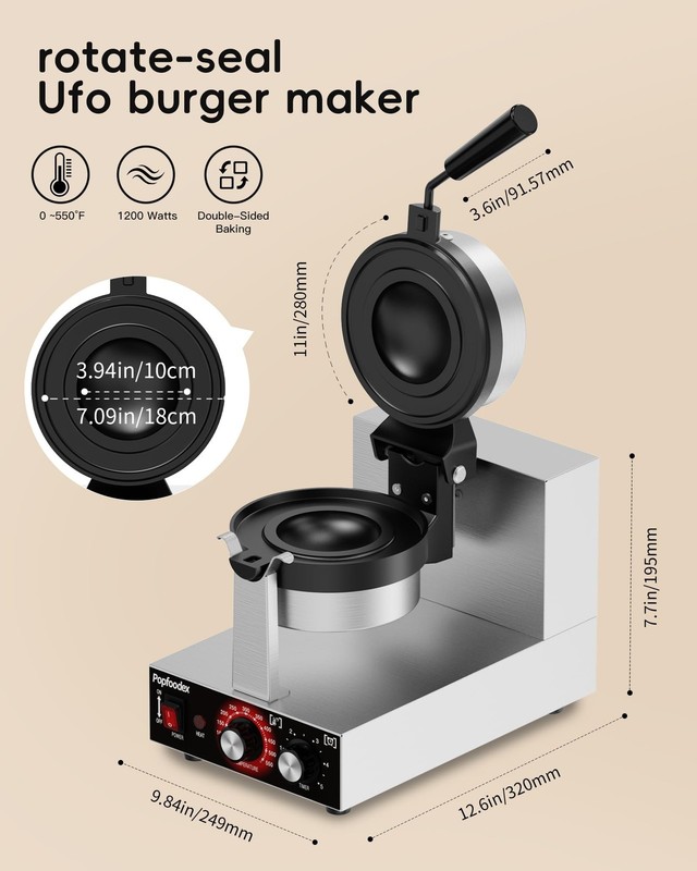 Ufo Burger Maker Machine, 110V Electric Ufo Sandwich Maker w/Adjustable Tempe... gallery