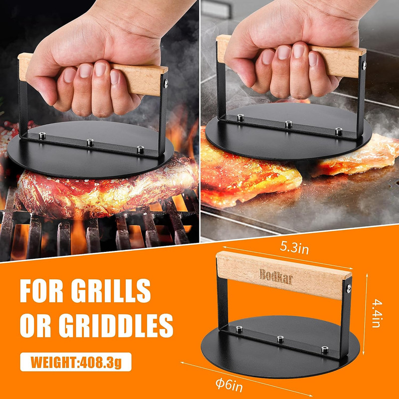 Smash Burger Press 6 Inch, round Burger Smasher Grill Press for Griddle Bacon Pr gallery