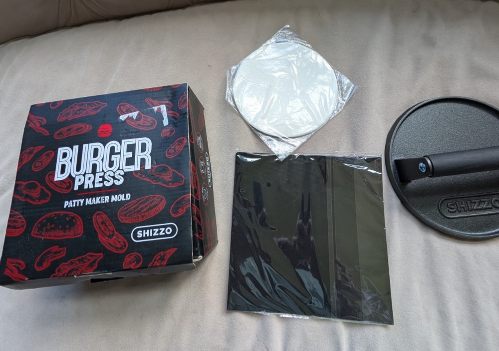 SHIZZO Smash Burger Press Kit, Cast Iron Round + Rectangle Heavy Duty Smasher