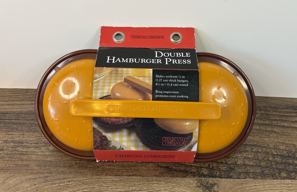 Charcoal Companion Double Hamburger Press Mold Burger 4.5 Circular Patties NEW