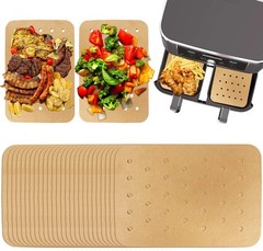 200 Pcs Air Fryer Disposable Paper Rectangle 8.2 Inch – 200Pcs, Unbleached