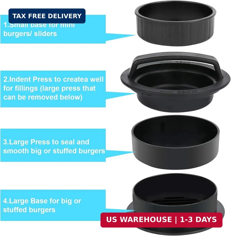 3 in 1 Stuffed Burger Press Patty Maker Rings Molds Kit, Non Stick Stuffer Hambu gallery